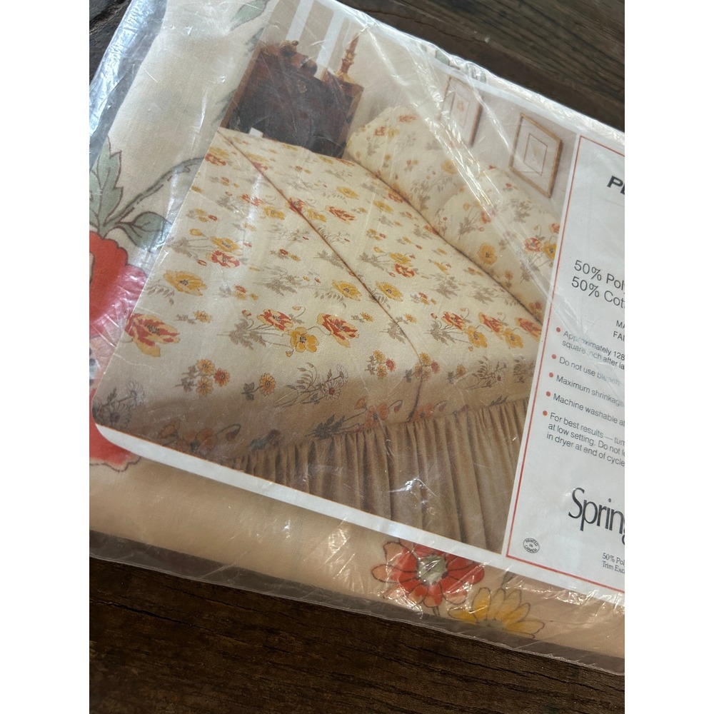 Vintage Sears Floral Double Flat Sheet NOS Cottagecore Bedding Bohemian Pastels - Picture 3 of 5
